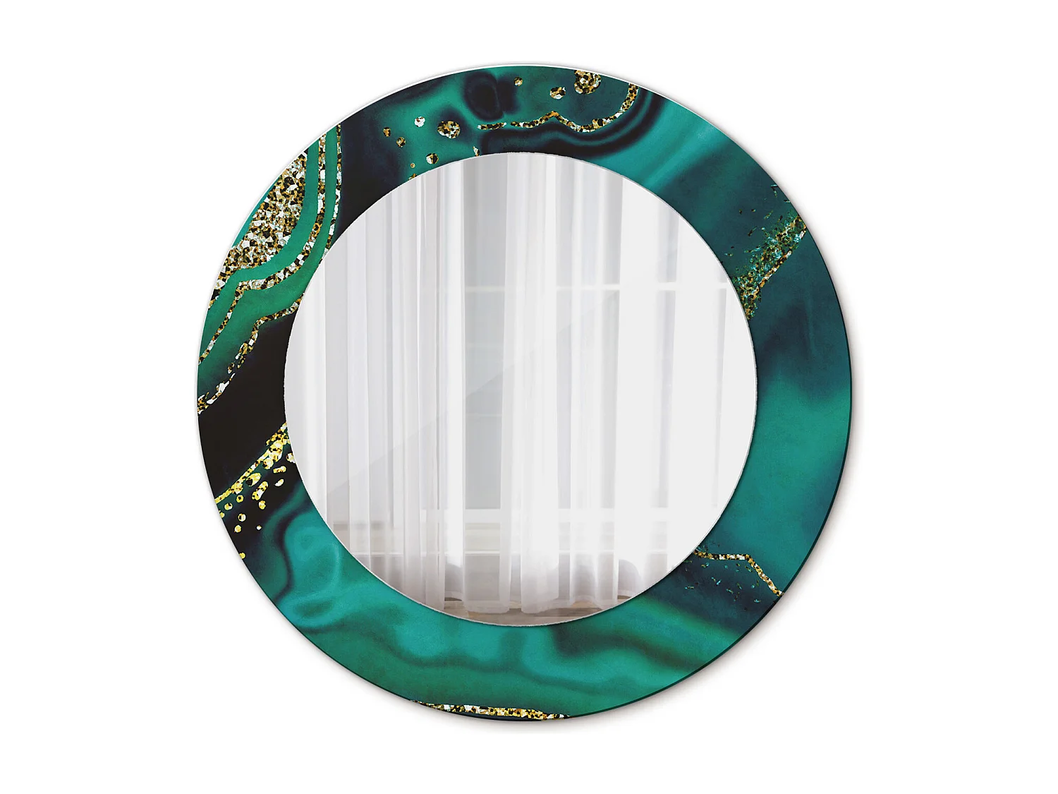 Runder dekorativer Spiegel – Smaragdmarmor – 50 cm
