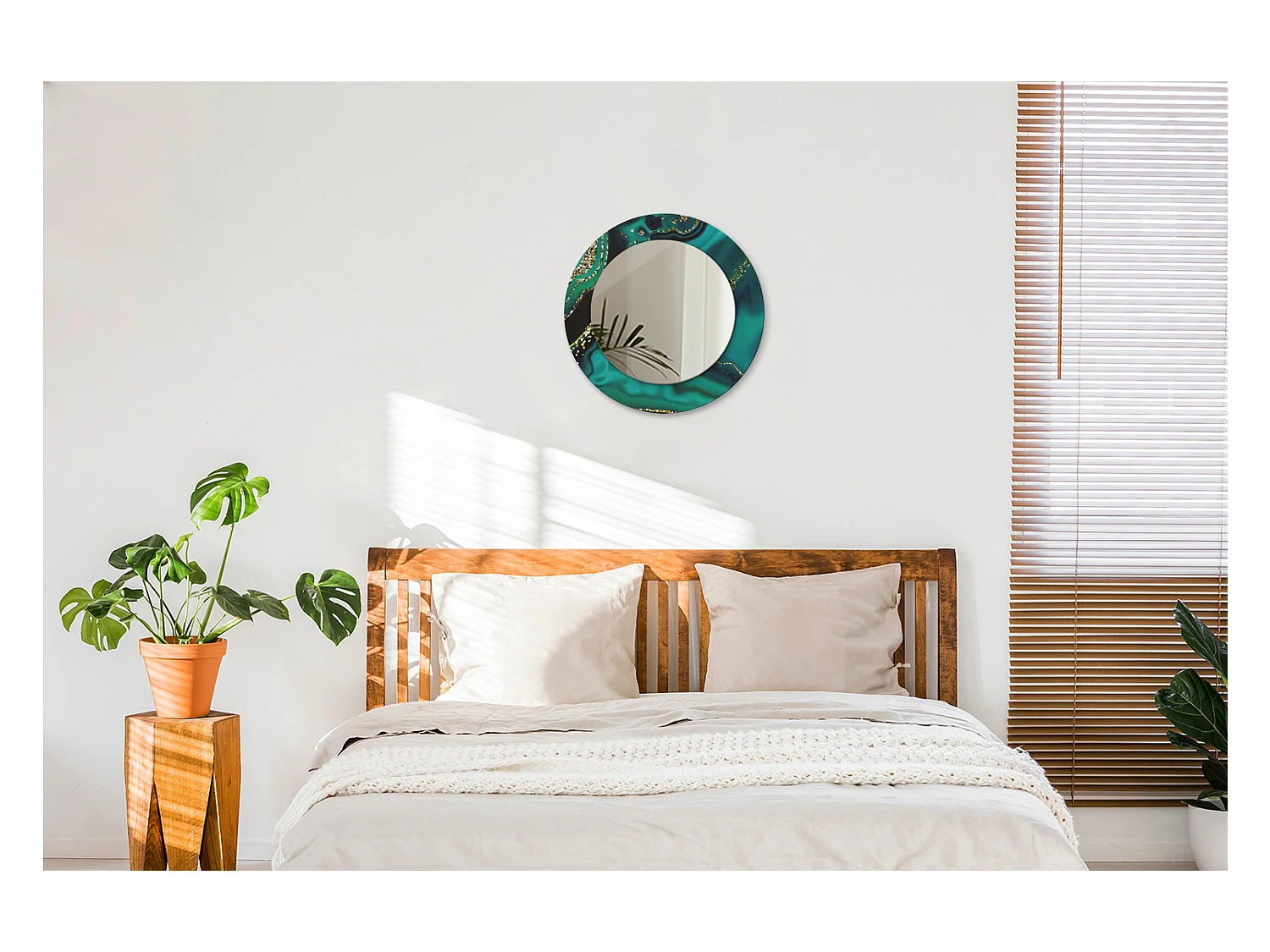 Runder dekorativer Spiegel – Smaragdmarmor – 50 cm