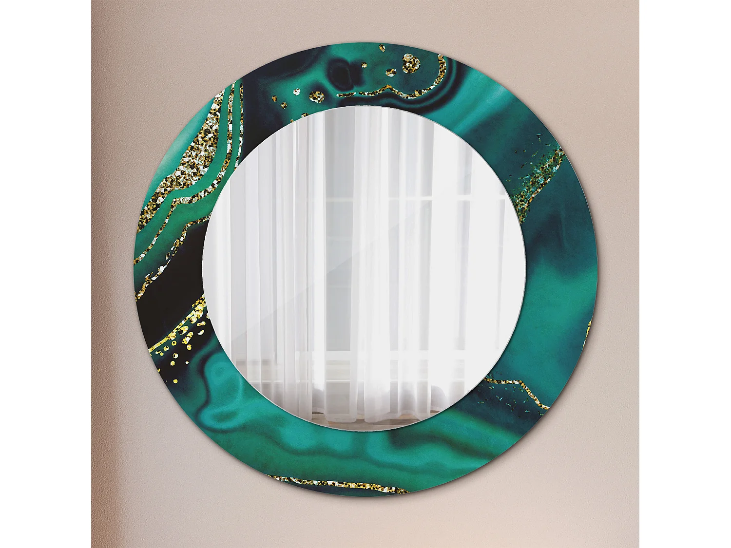 Runder dekorativer Spiegel – Smaragdmarmor – 50 cm
