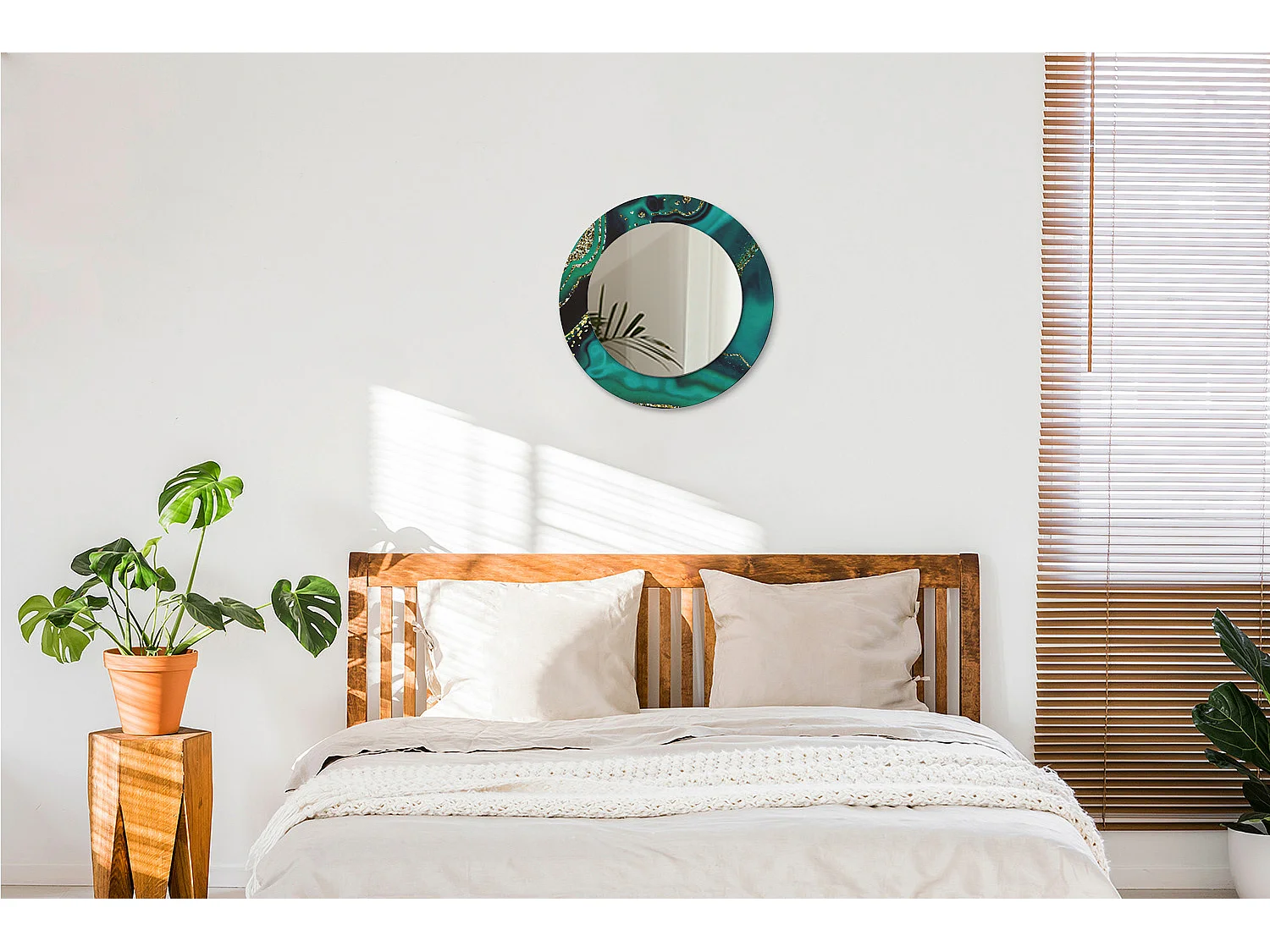 Runder dekorativer Spiegel – Smaragdmarmor – 50 cm