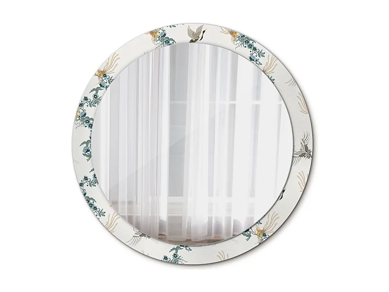 Dekorativer runder Spiegel - Chinesische Vögel - 90 cm