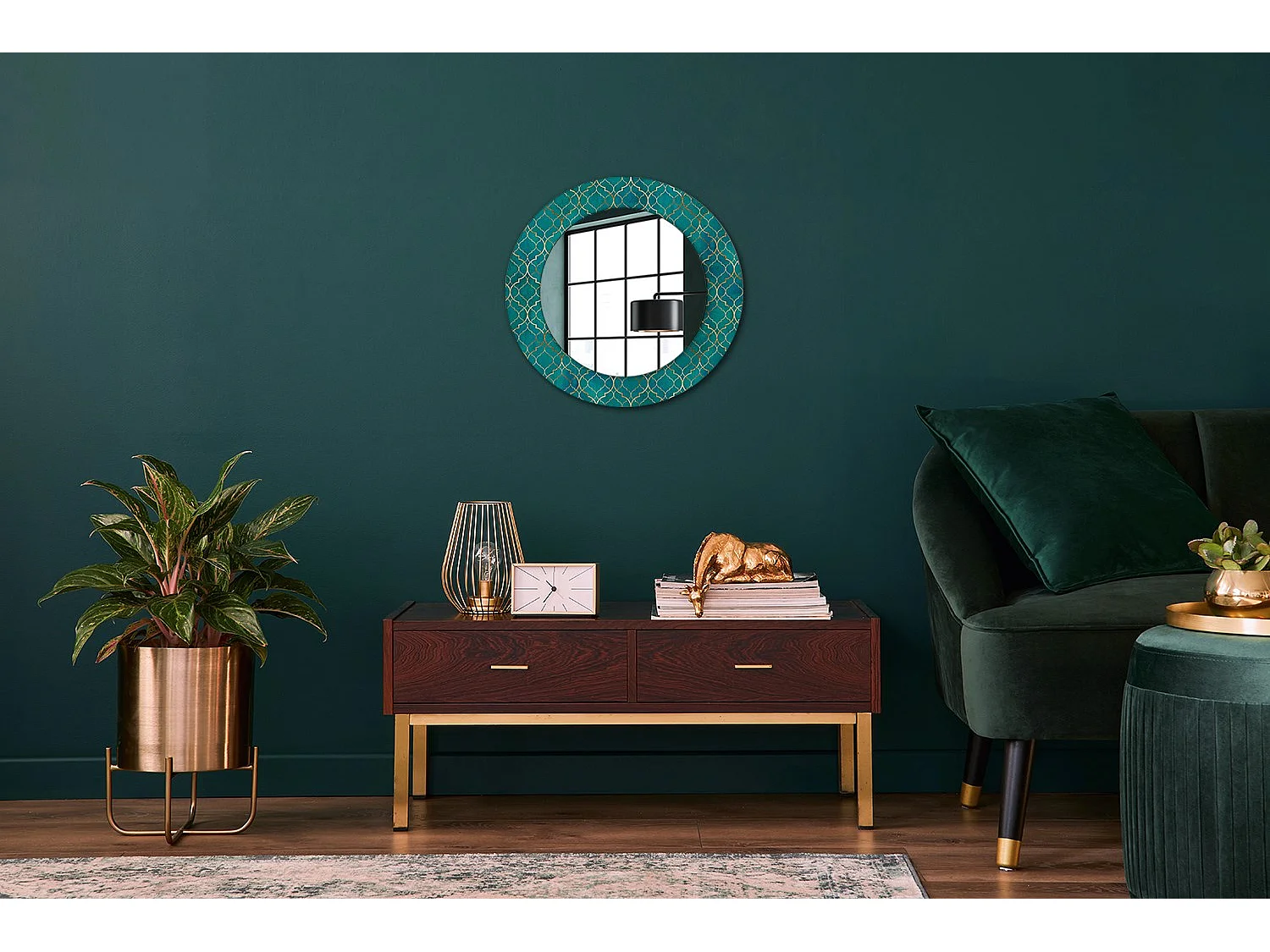 Decoratieve ronde spiegel - kleurcompositie - 50 cm