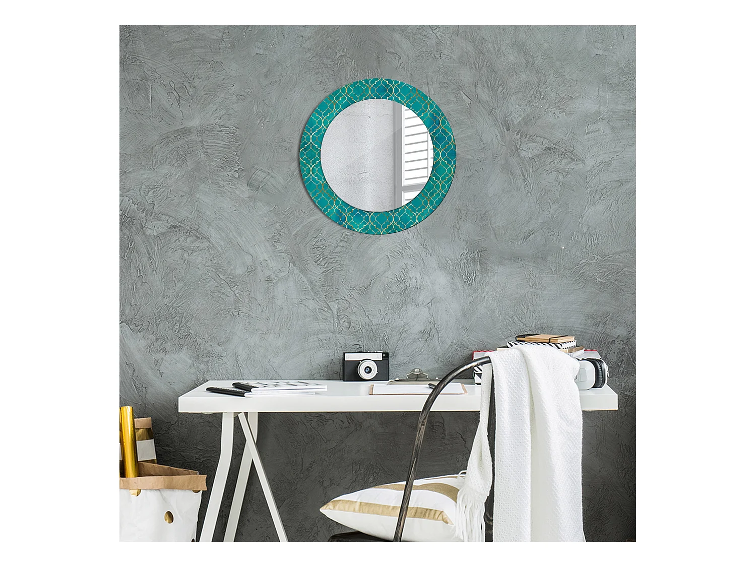 Miroir rond décoratif - Composition de couleurs - 50 cm