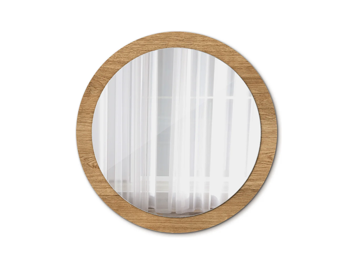 Miroir rond décoratif - Texture bois - 90 cm