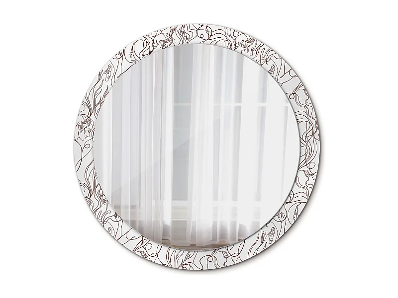 Miroir rond décoratif - Visages faits de lignes - 90 cm