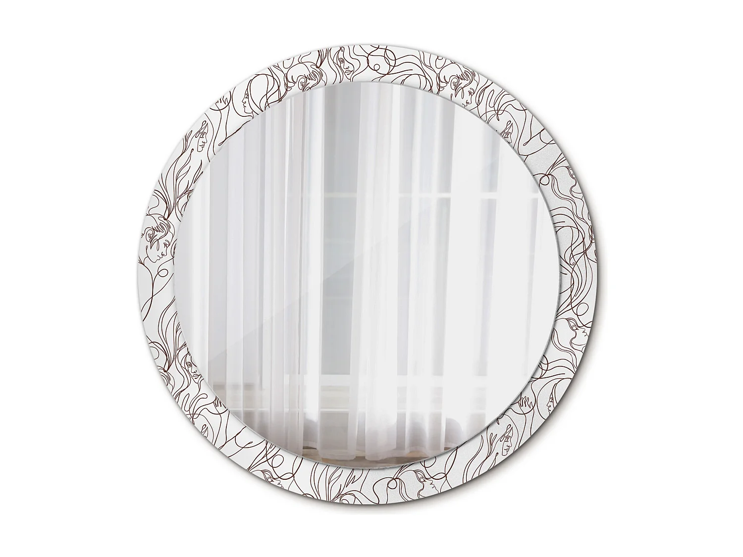 Miroir rond décoratif - Visages faits de lignes - 90 cm