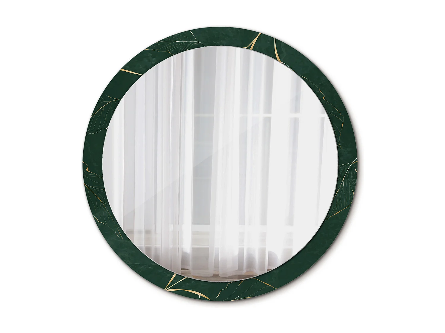 Miroir rond décoratif - Contour feuilles - 100 cm