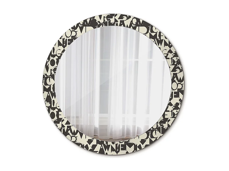 Runder dekorativer Spiegel - Buchstaben - 80 cm