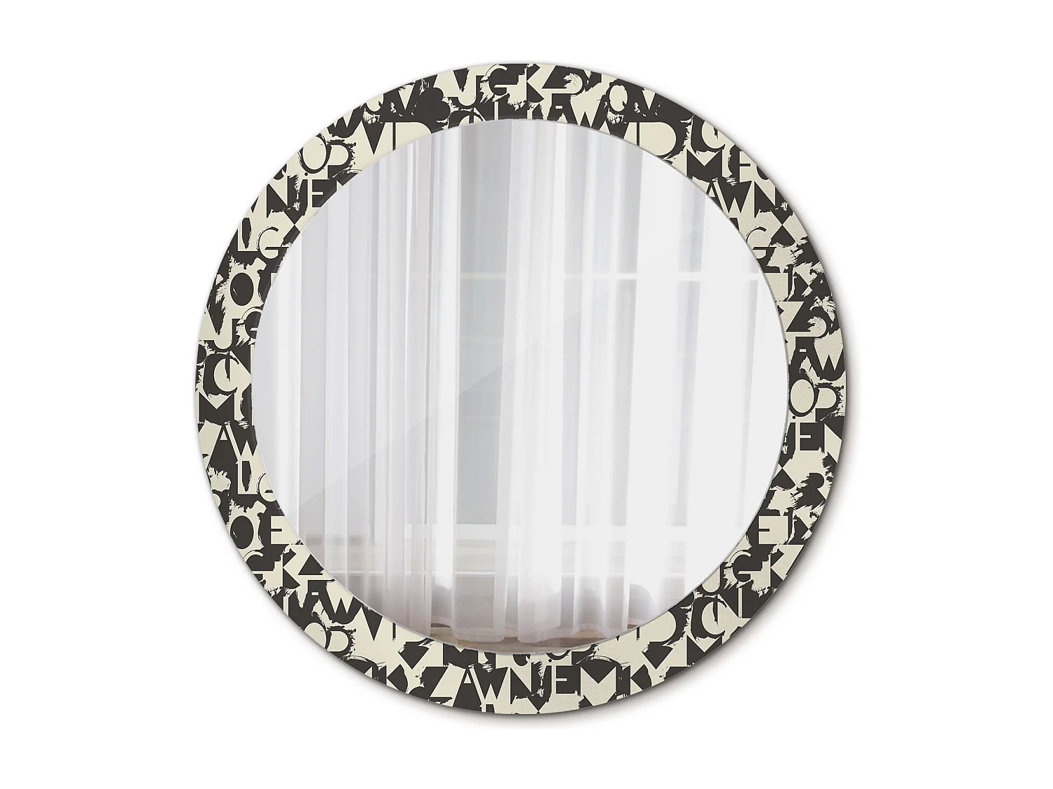 Ronde decoratieve spiegel - letters - 80 cm