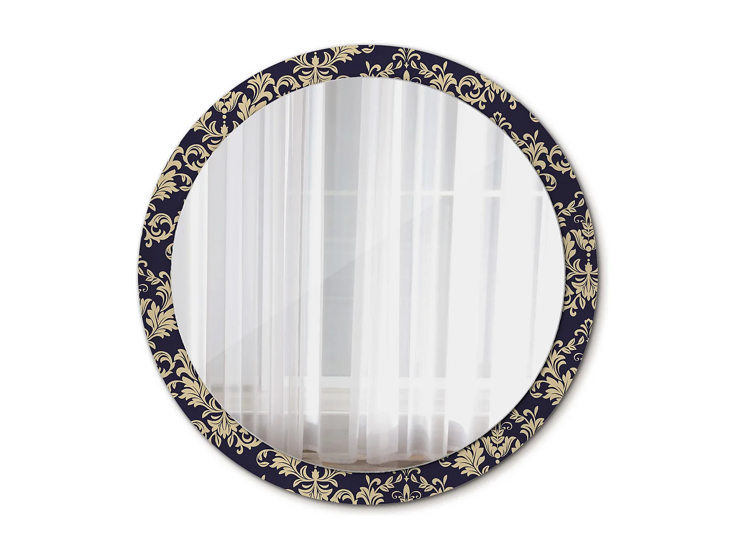 Miroir rond décoratif - Motif floral - 100 cm