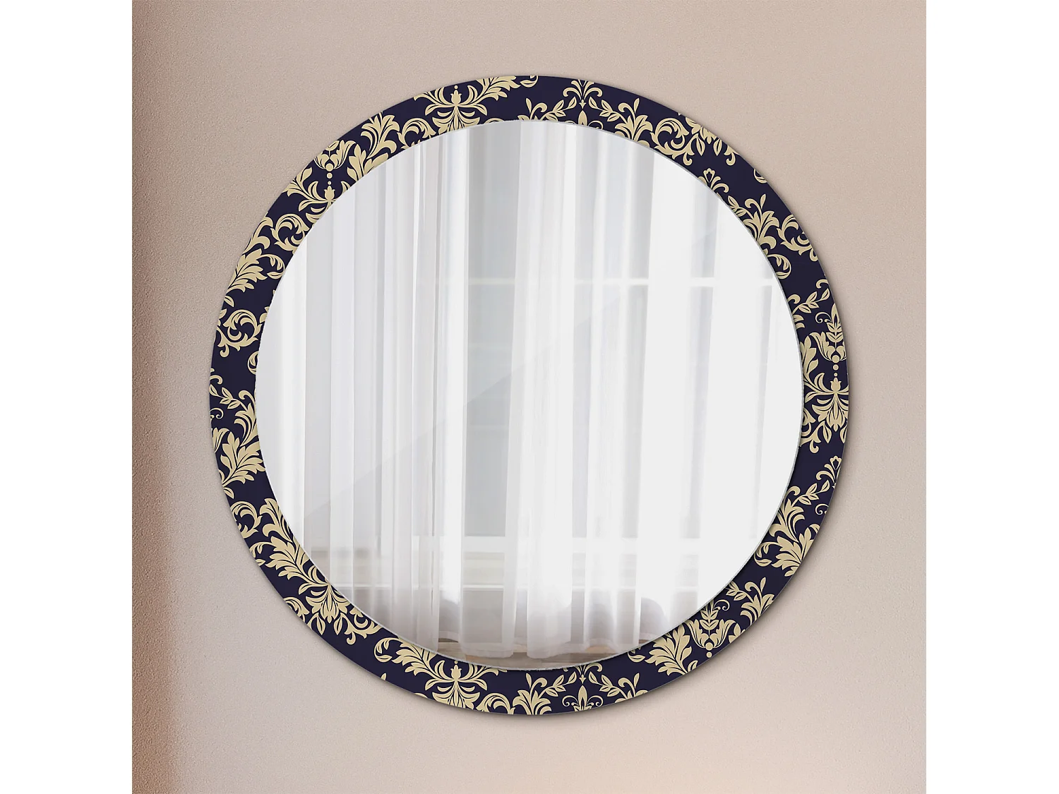 Miroir rond décoratif - Motif floral - 100 cm