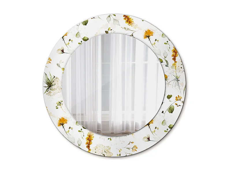 Runder dekorativer Spiegel - Wildblumen - 50 cm
