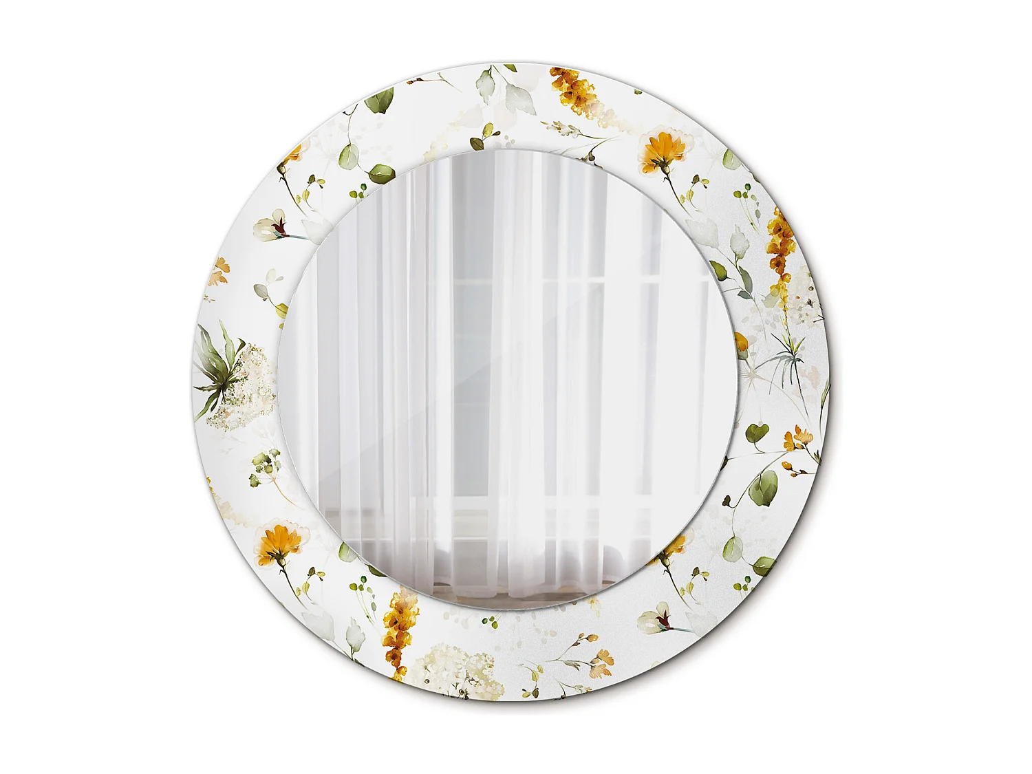 Runder dekorativer Spiegel - Wildblumen - 50 cm