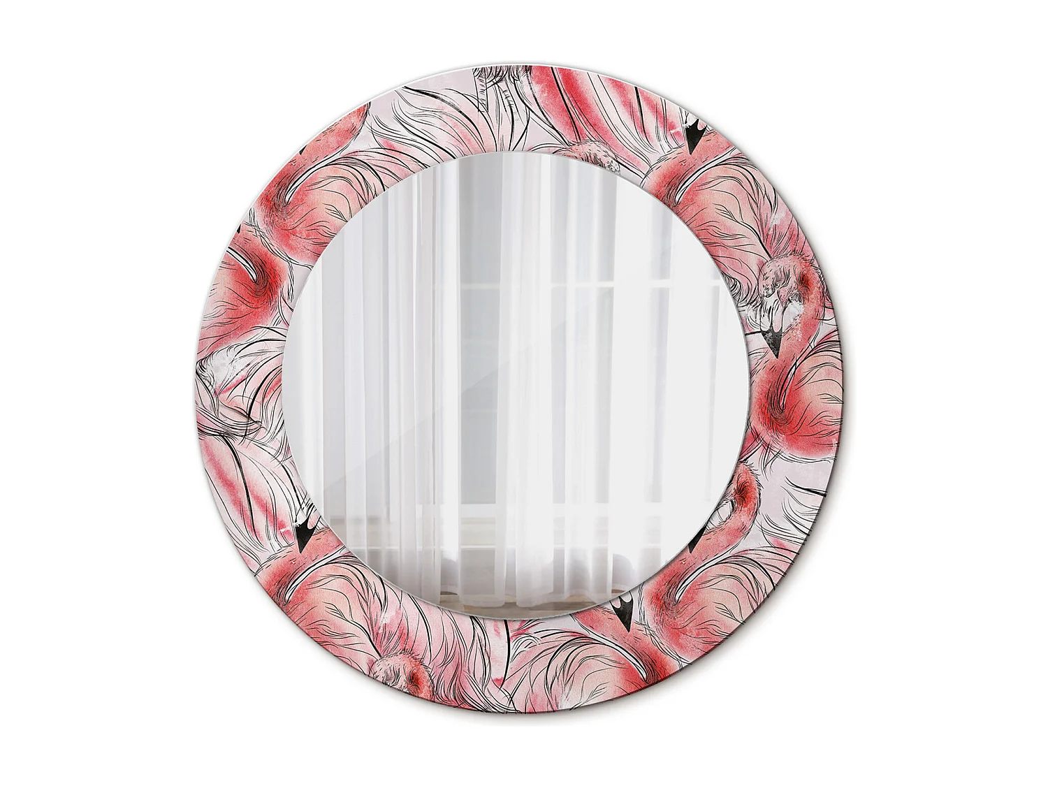 Ronde decoratieve spiegel - Flamingo's - 50 cm