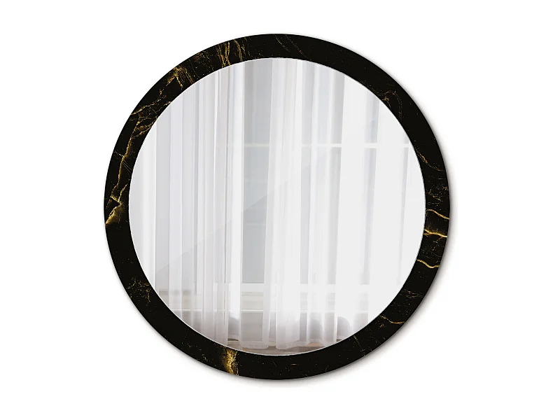 Miroir rond décoratif - Marbre noir - 100 cm