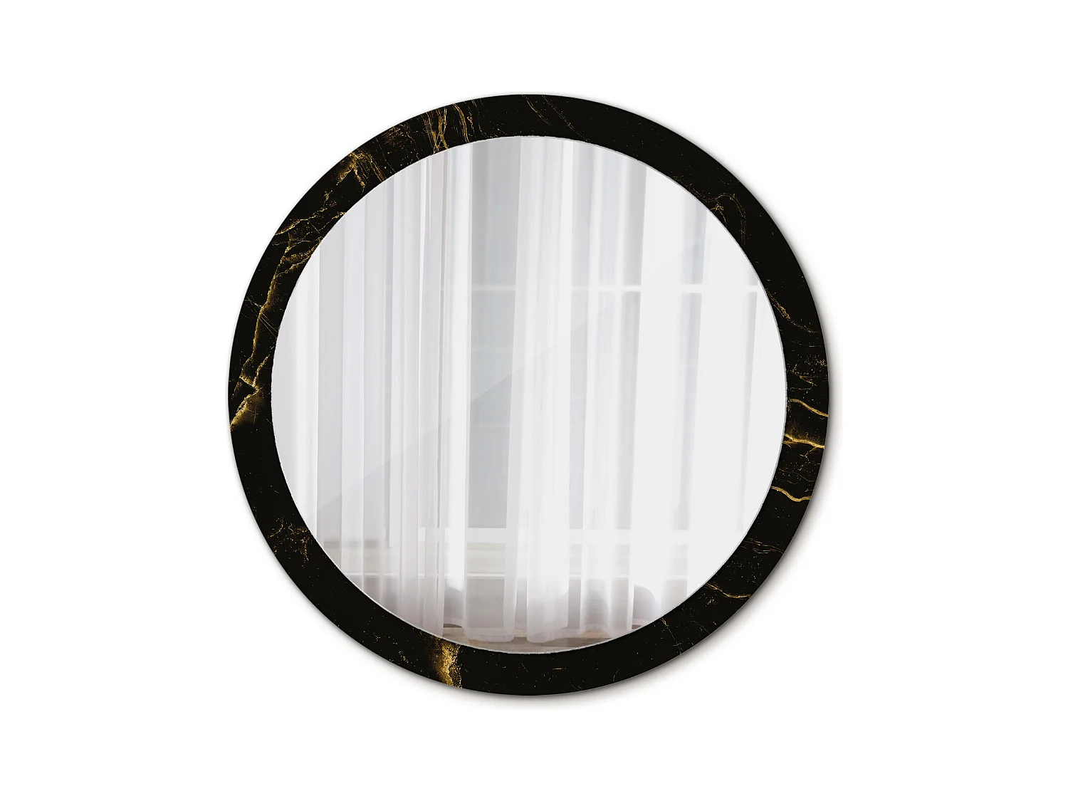 Specchio rotondo decorativo - Marmo nero - 100 cm