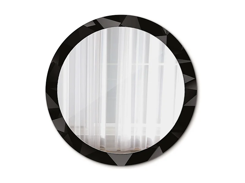 Miroir rond décoratif - Abstrait noir - 90 cm