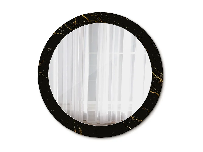 Miroir rond décoratif - Marbre noir - 80 cm