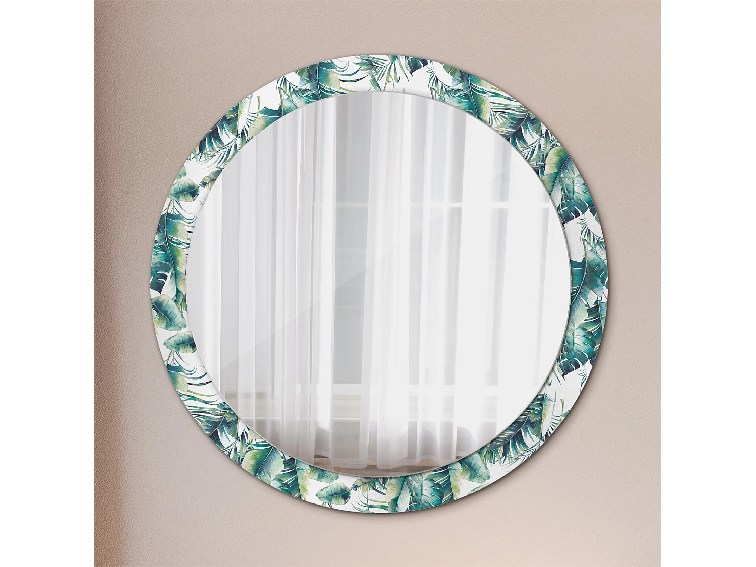 Ronde decoratieve spiegel - bladeren - 90 cm