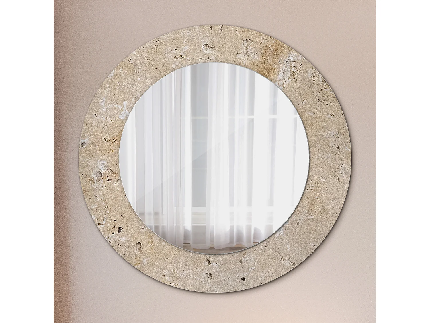 Miroir rond décoratif - Imitation pierre - 50 cm