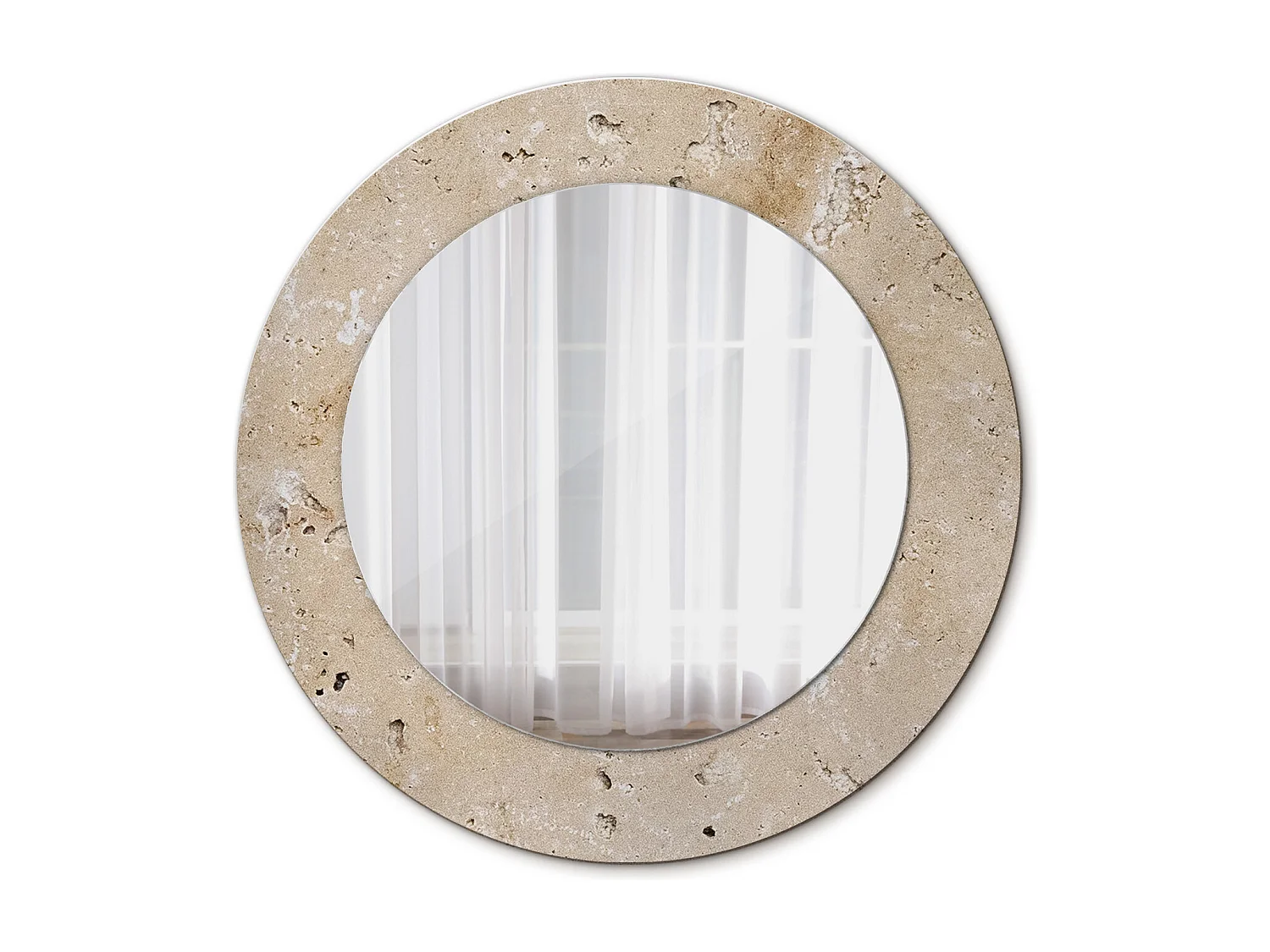 Dekorativer runder Spiegel - Steinoptik - 50 cm