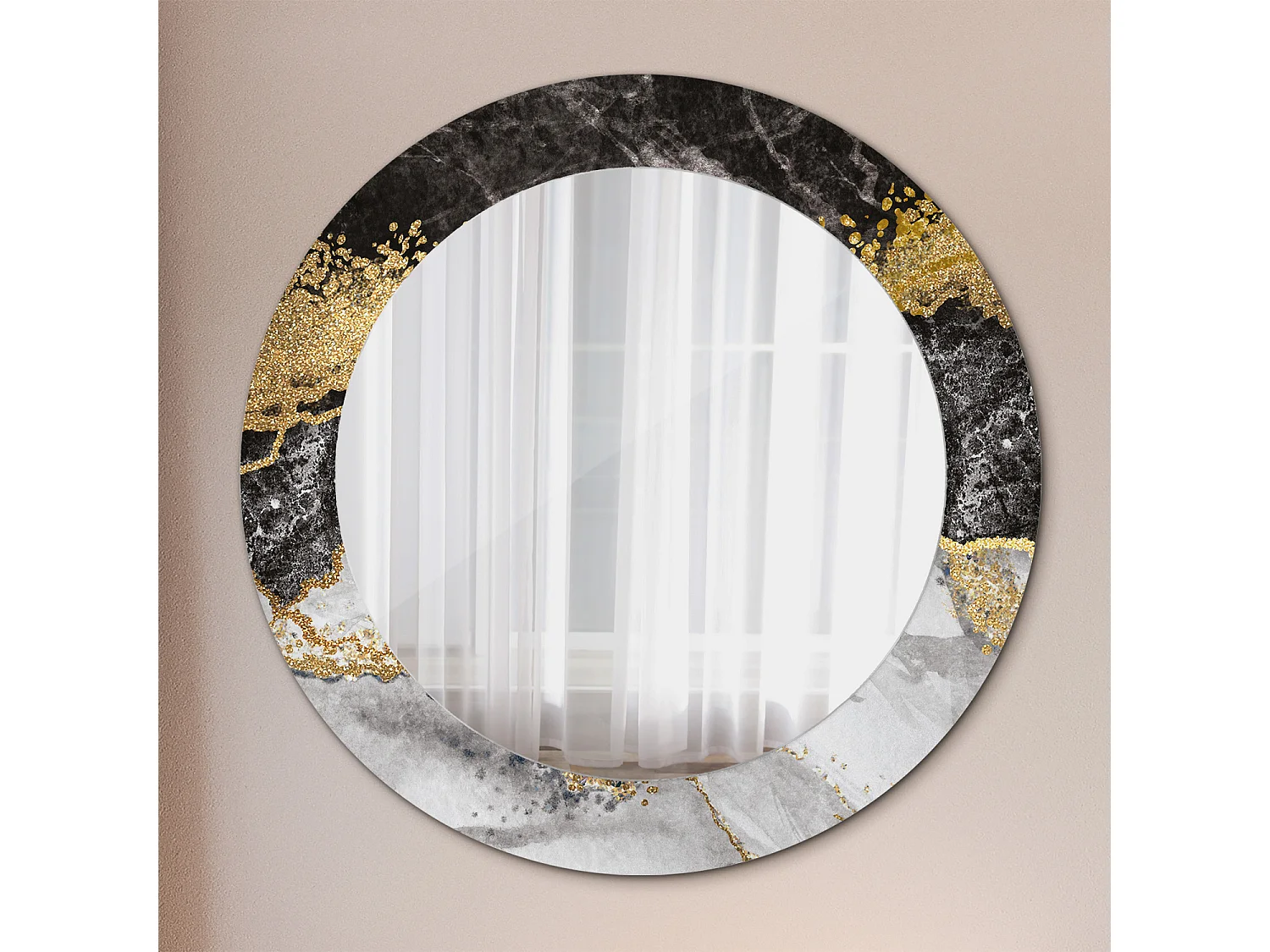Miroir rond décoratif - Loft en marbre - 70 cm