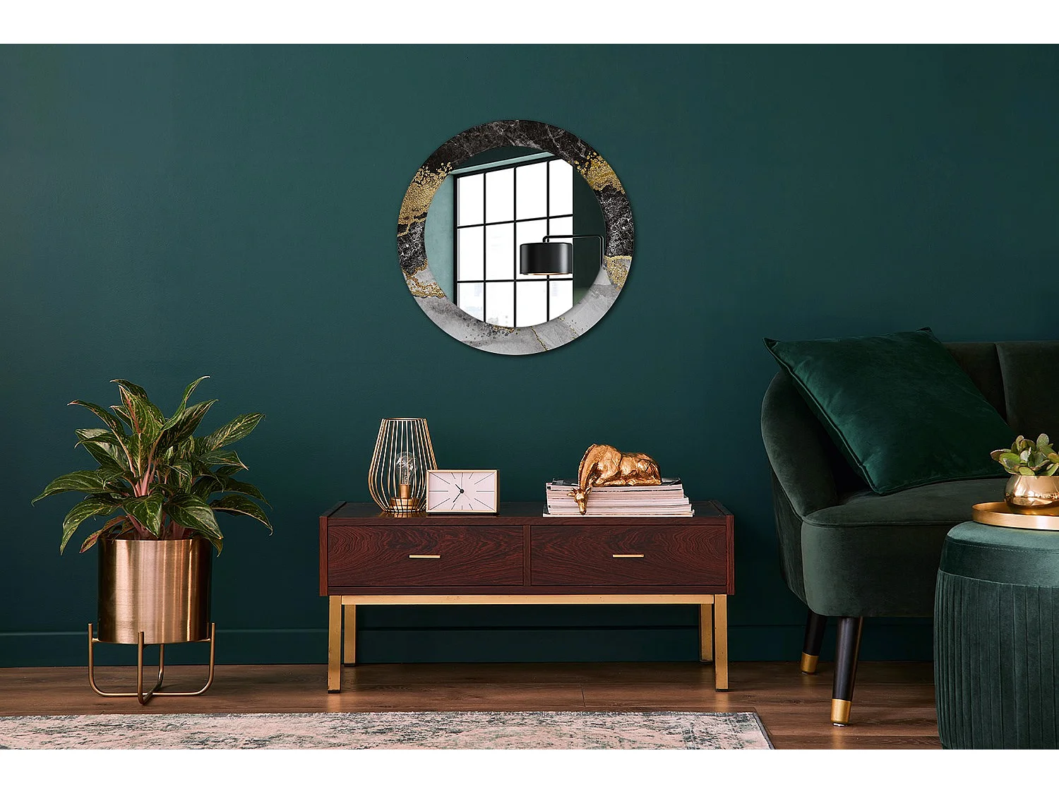 Miroir rond décoratif - Loft en marbre - 70 cm
