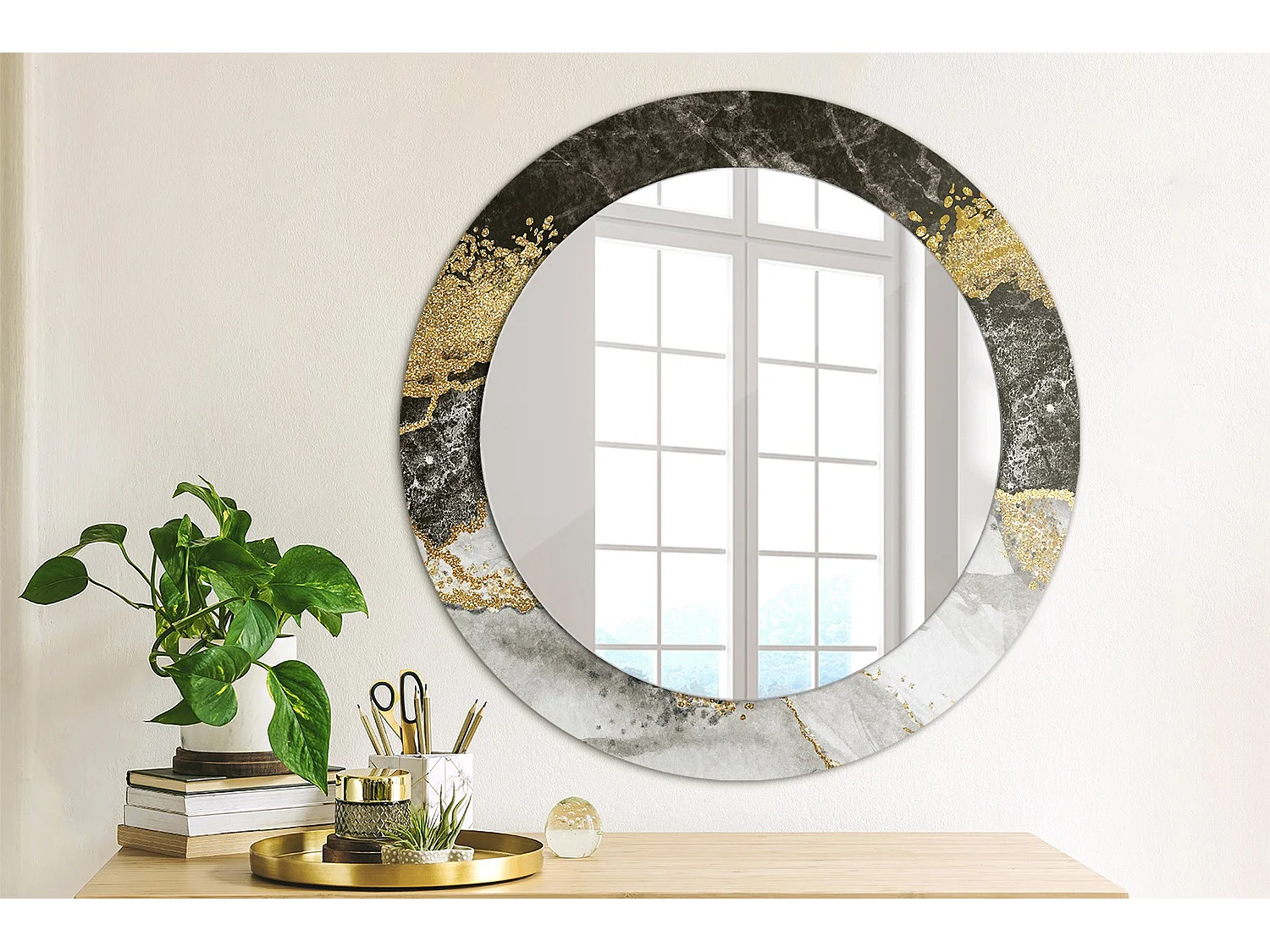 Miroir rond décoratif - Loft en marbre - 70 cm