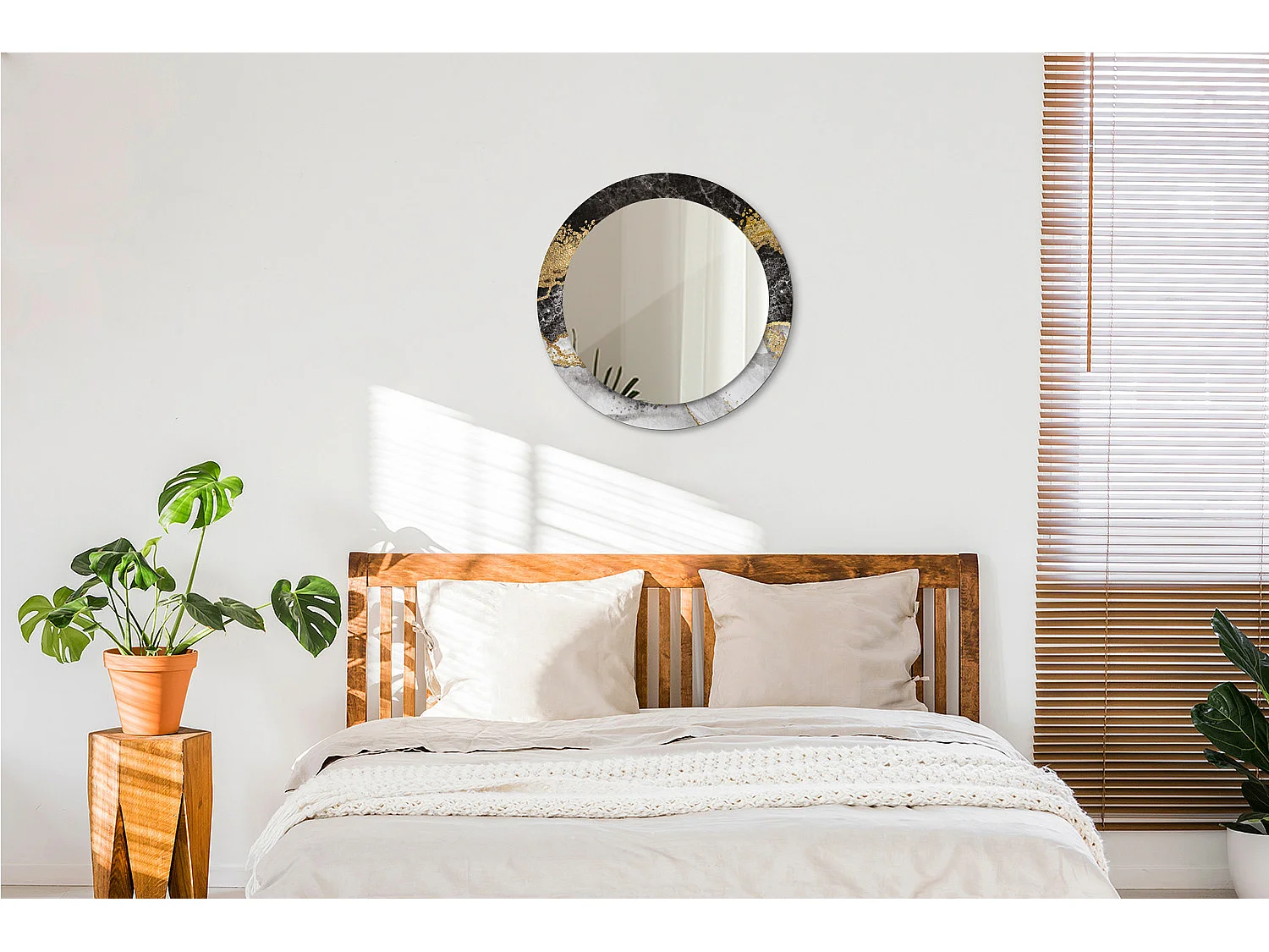 Miroir rond décoratif - Loft en marbre - 70 cm