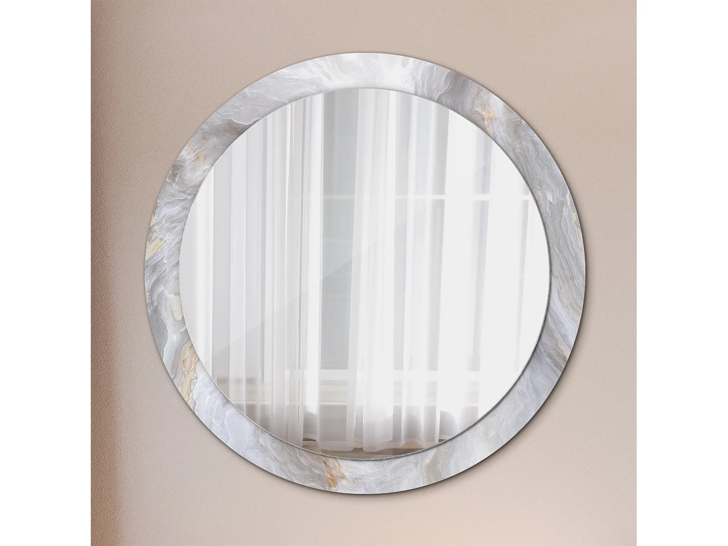 Runder dekorativer Spiegel - Abstrakter Marmor - 90 cm