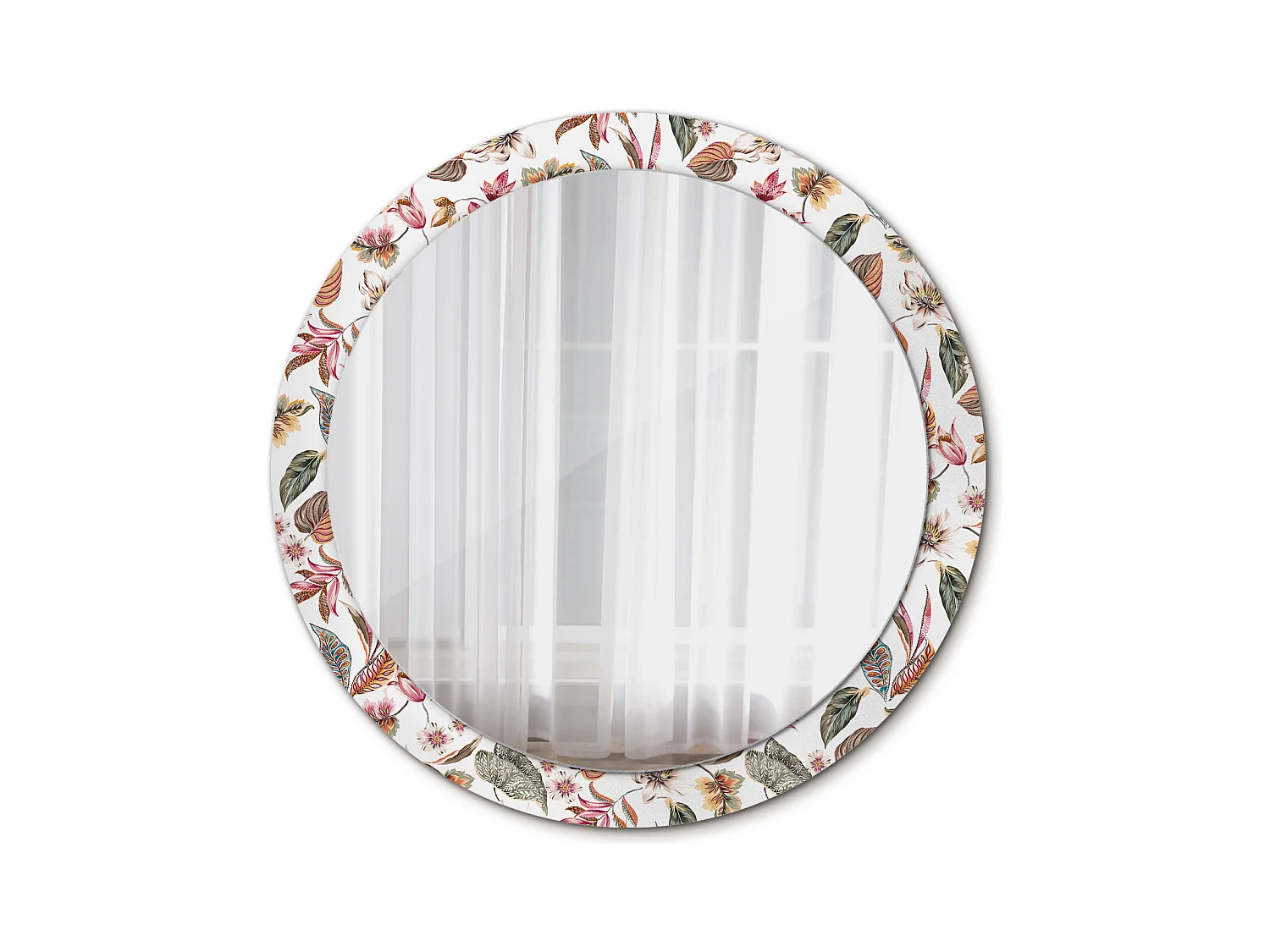 Decoratieve ronde spiegel - vintage bloemen - 90 cm