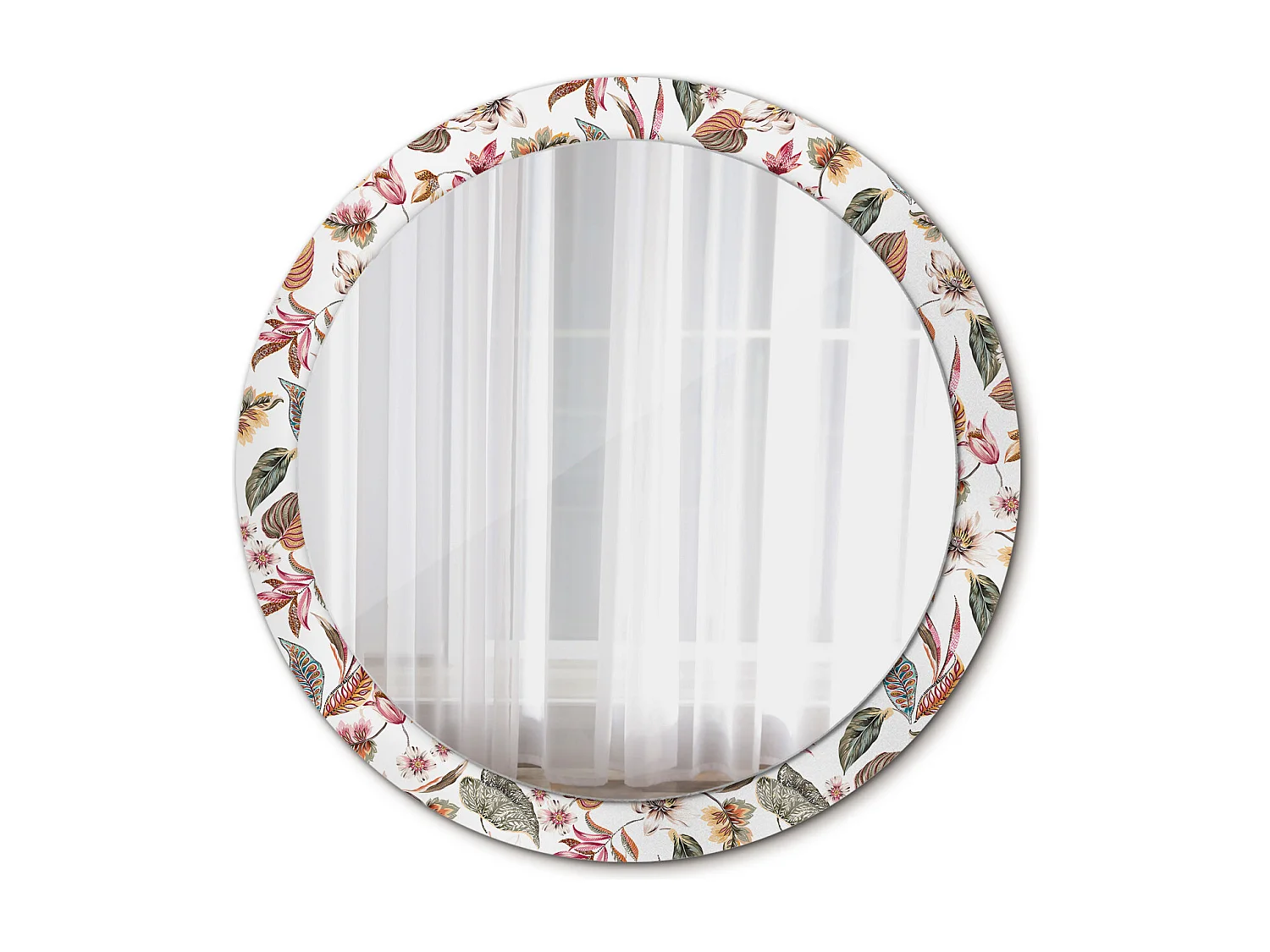 Miroir rond décoratif - Fleurs vintage - 90 cm
