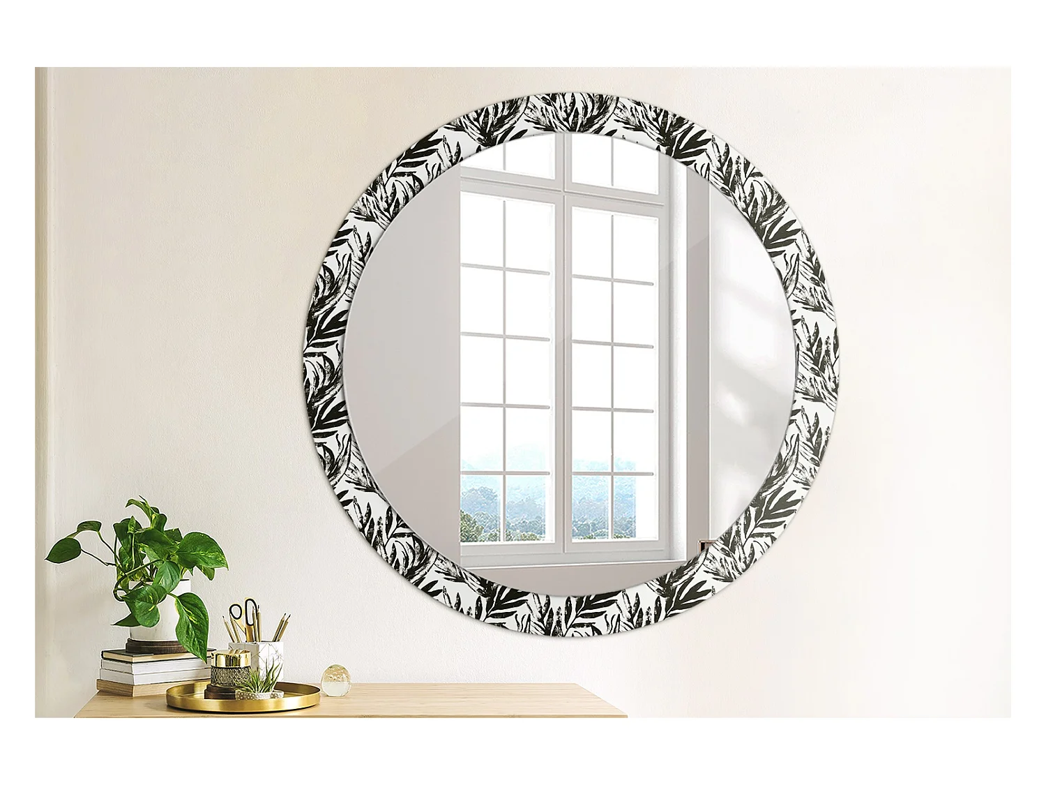 Miroir rond décoratif - Monstera - 90 cm