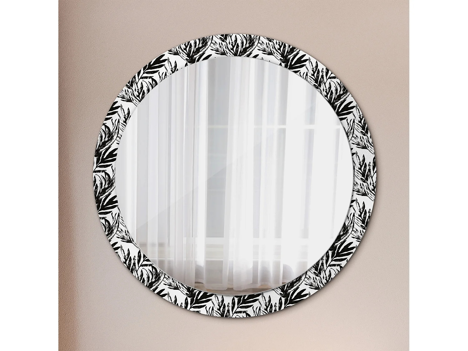 Ronde decoratieve spiegel - Monstera - 90 cm