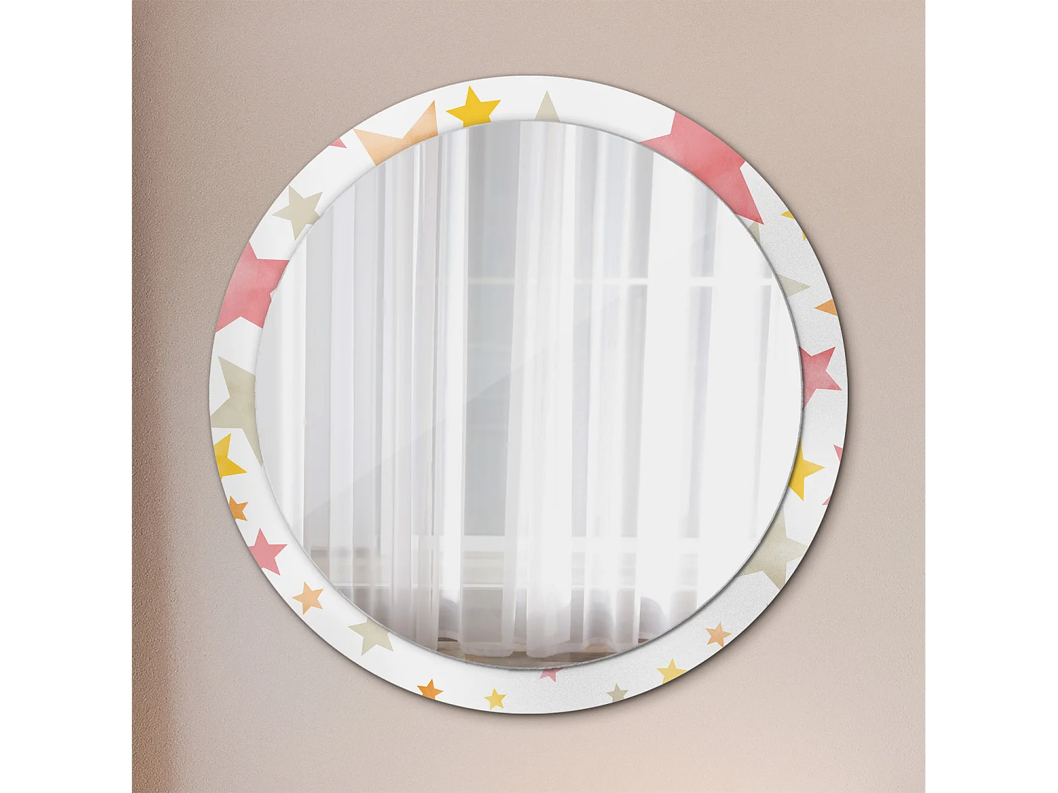 Miroir rond décoratif - Etoiles pastel - 100 cm