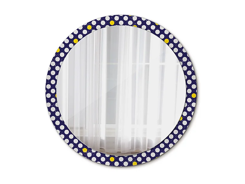 Miroir rond décoratif - Pois rétro - 100 cm