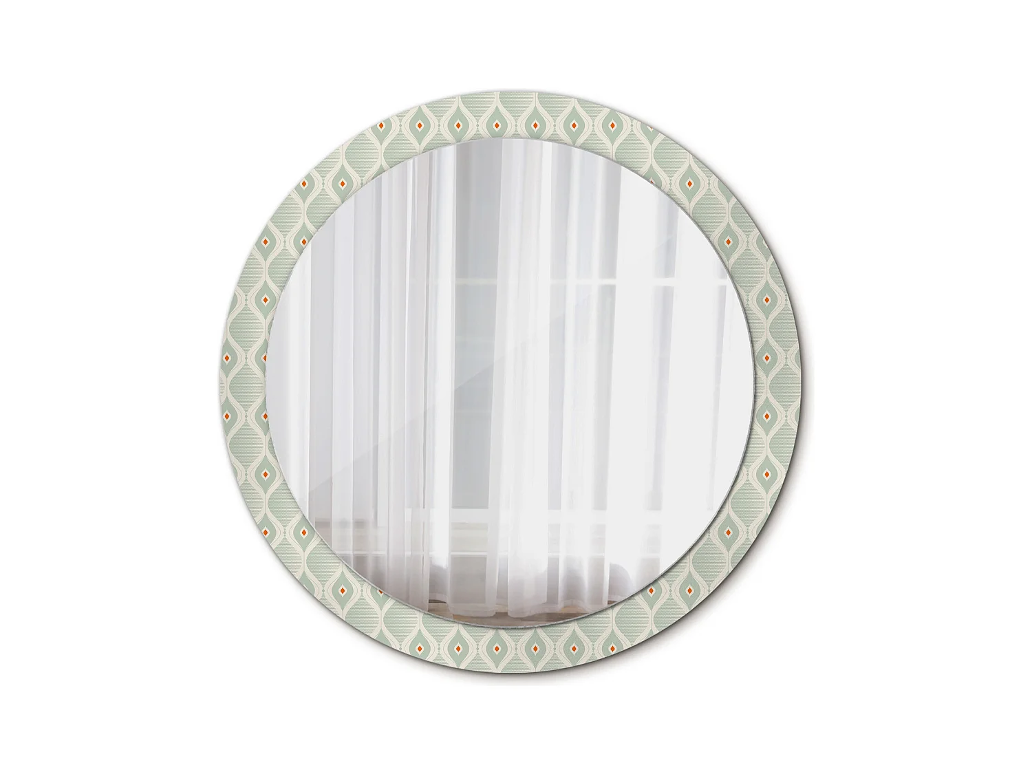 Miroir rond décoratif - Motif vintage classique - 90 cm