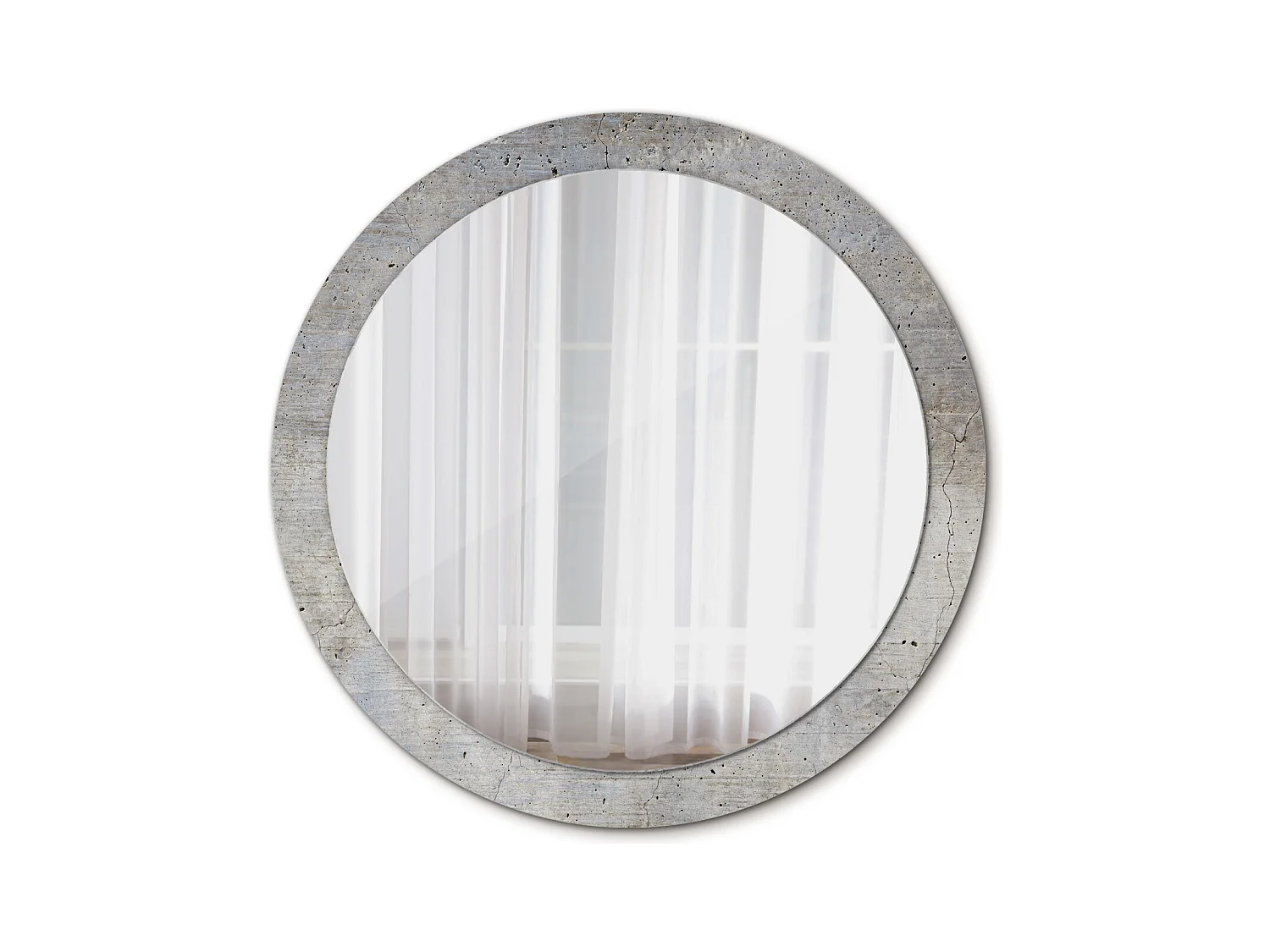 Miroir rond décoratif - Béton gris - 90 cm