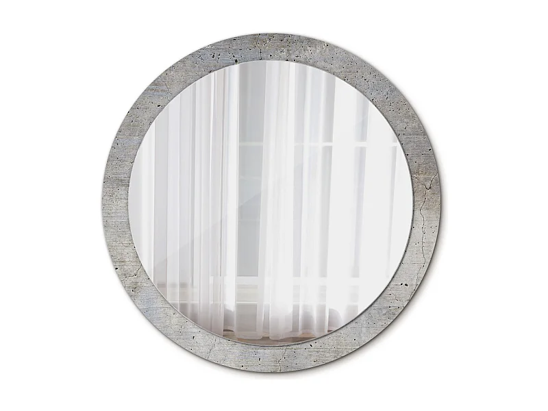 Runder dekorativer Spiegel - Grauer Beton - 90 cm