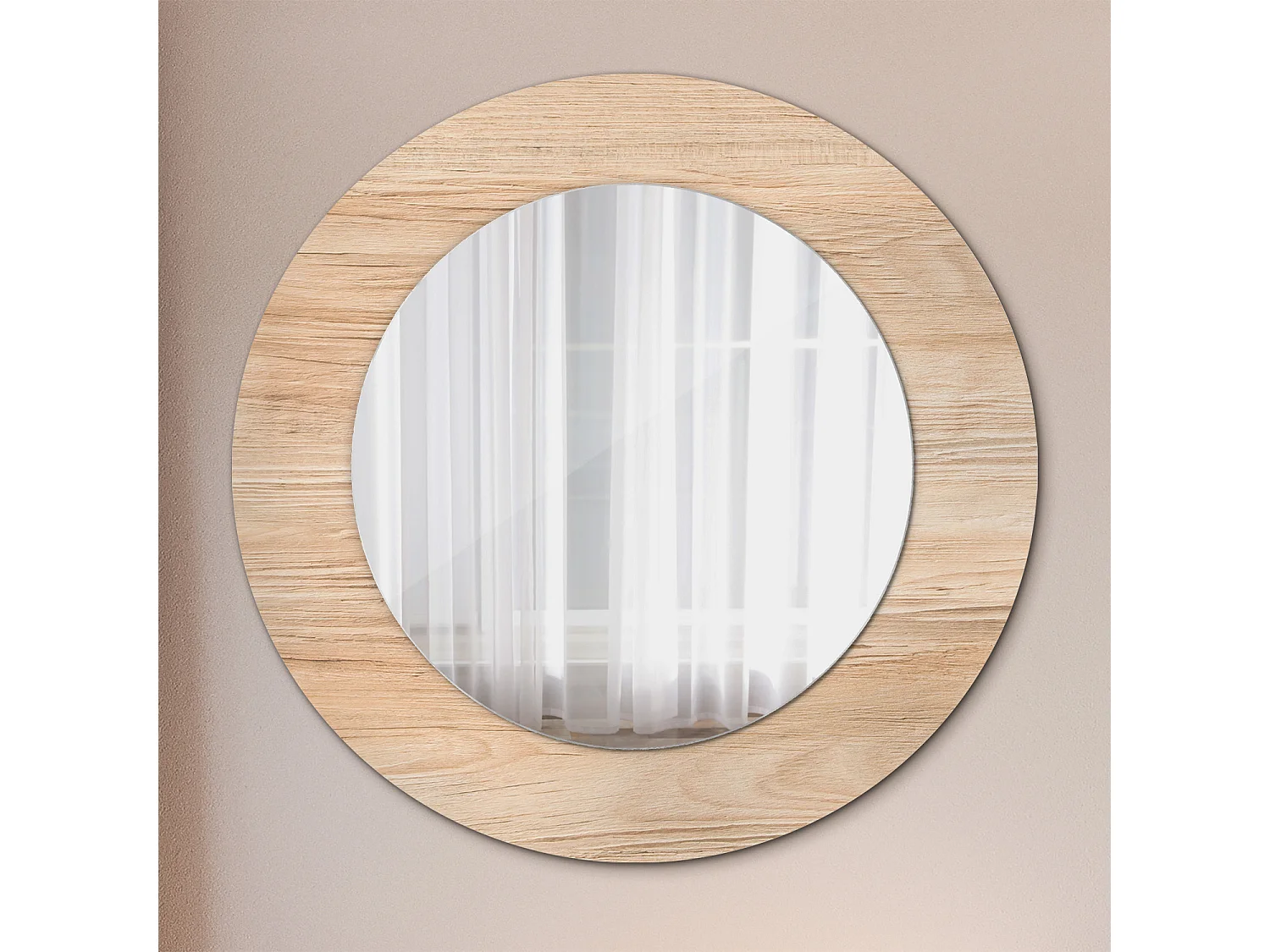 Runder dekorativer Spiegel - Holz - 50 cm