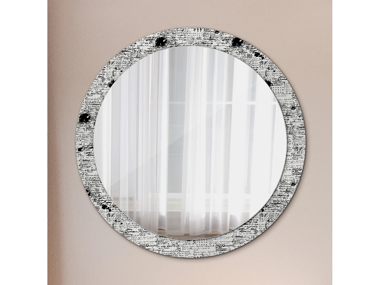 Dekorativer runder Spiegel - Doodles - 90 cm