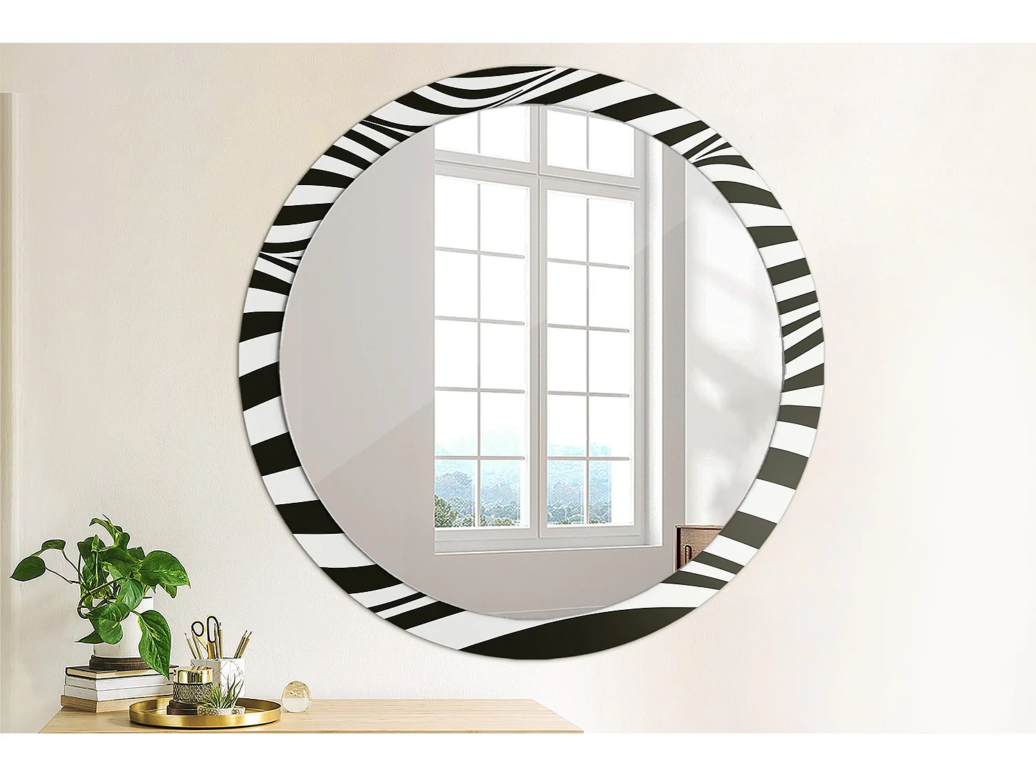 Miroir rond décoratif - Vague abstraite - 100 cm