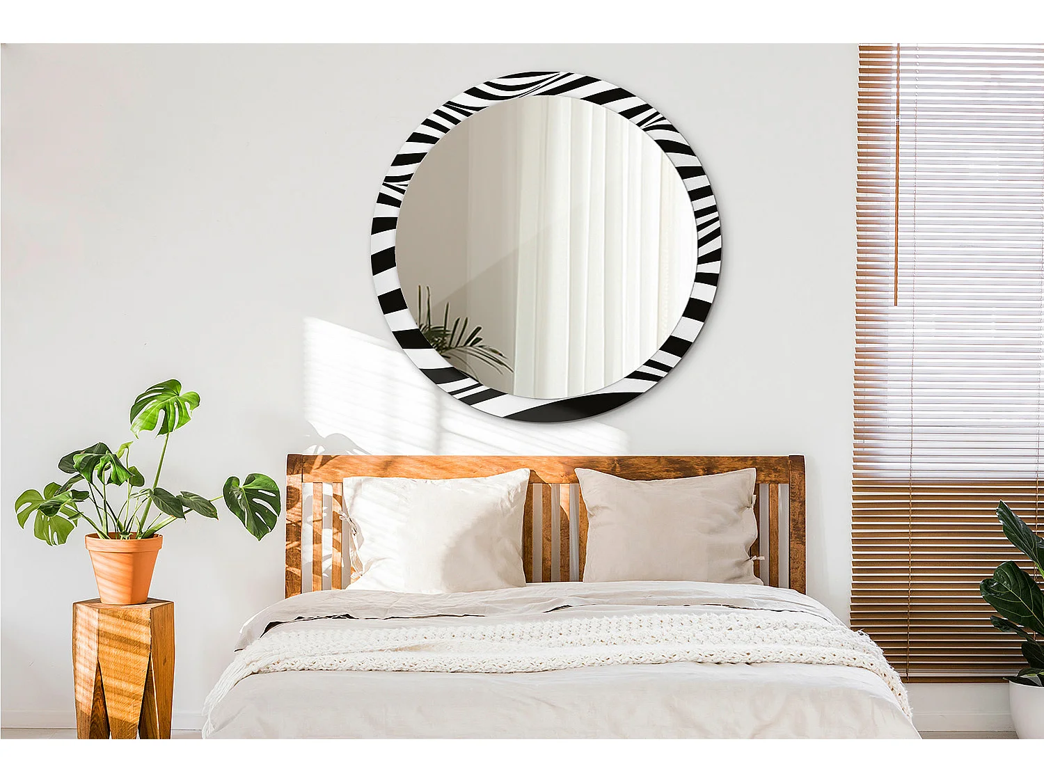 Miroir rond décoratif - Vague abstraite - 100 cm