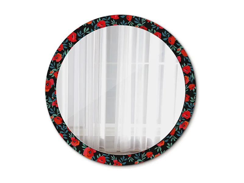 Runder dekorativer Spiegel - Rote Mohnblume - 100 cm