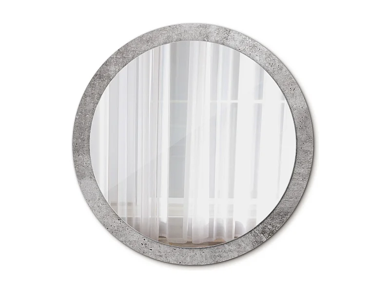 Miroir rond décoratif - Béton gris - 100 cm
