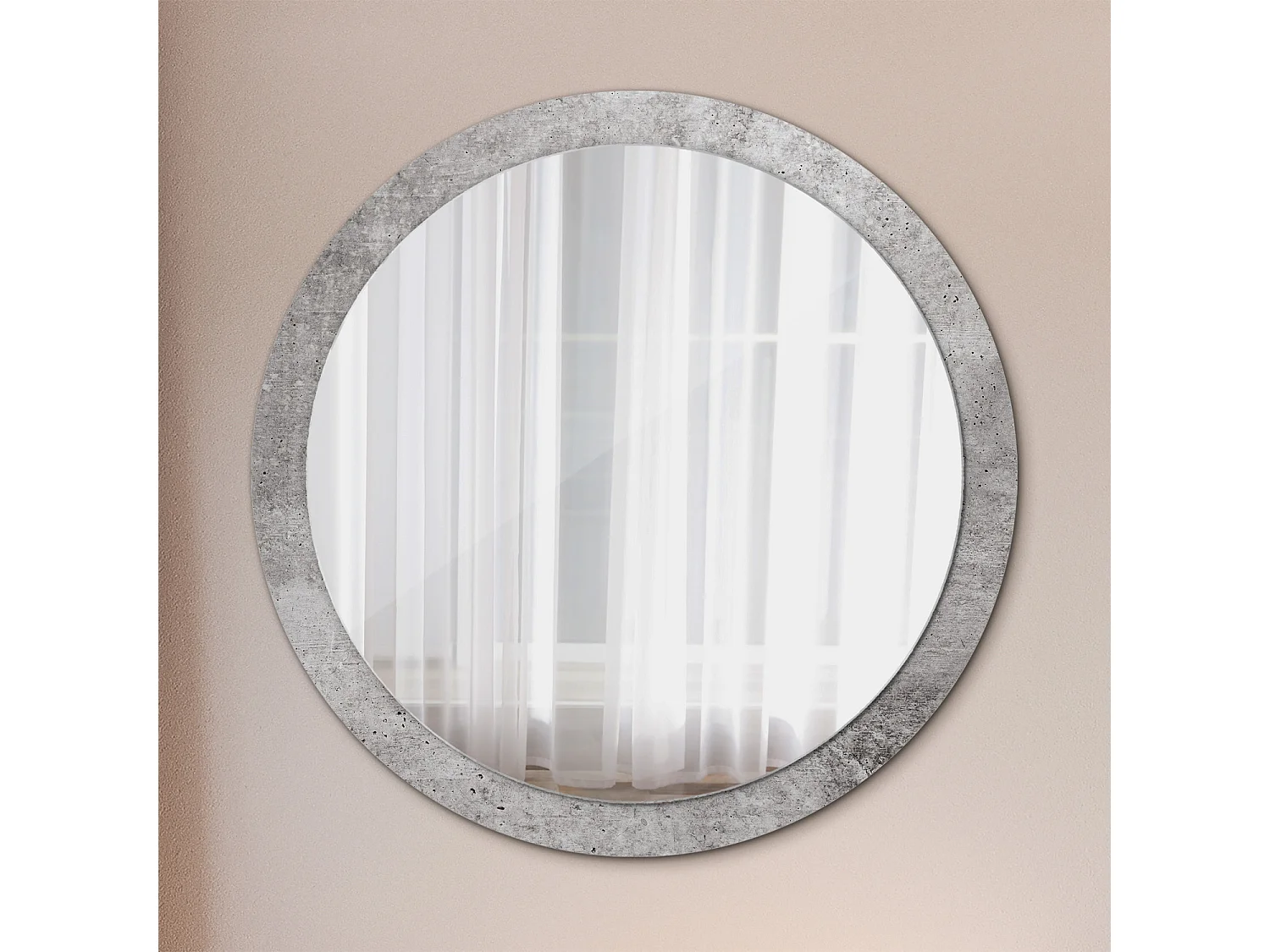 Miroir rond décoratif - Béton gris - 100 cm