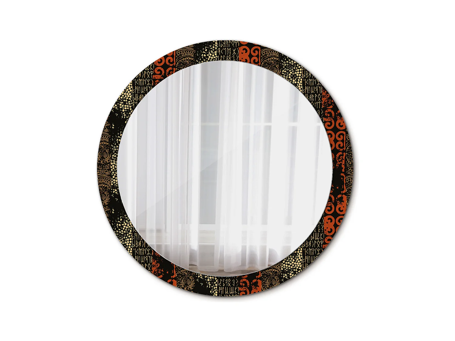 Ronde decoratieve spiegel - grunge patroon - 90 cm