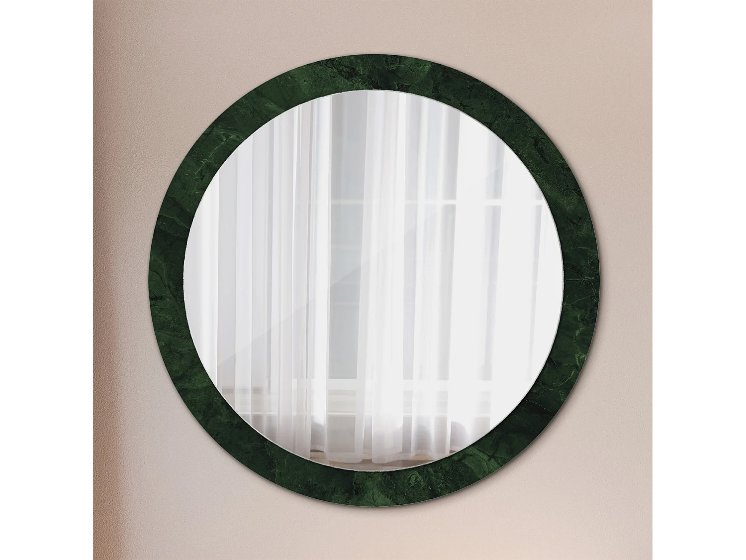 Miroir rond décoratif - Marbre vert - 90 cm