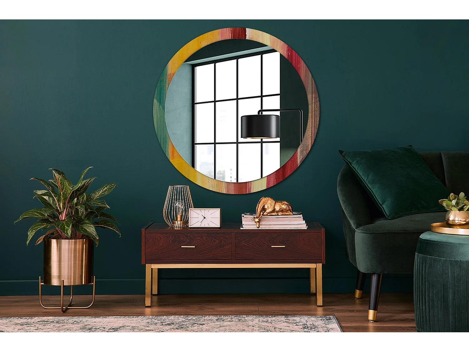 Miroir rond décoratif - Image abstraite - 100 cm