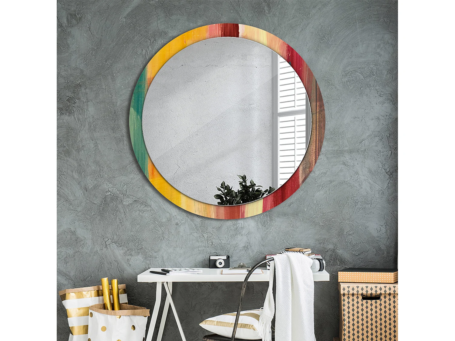 Miroir rond décoratif - Image abstraite - 100 cm